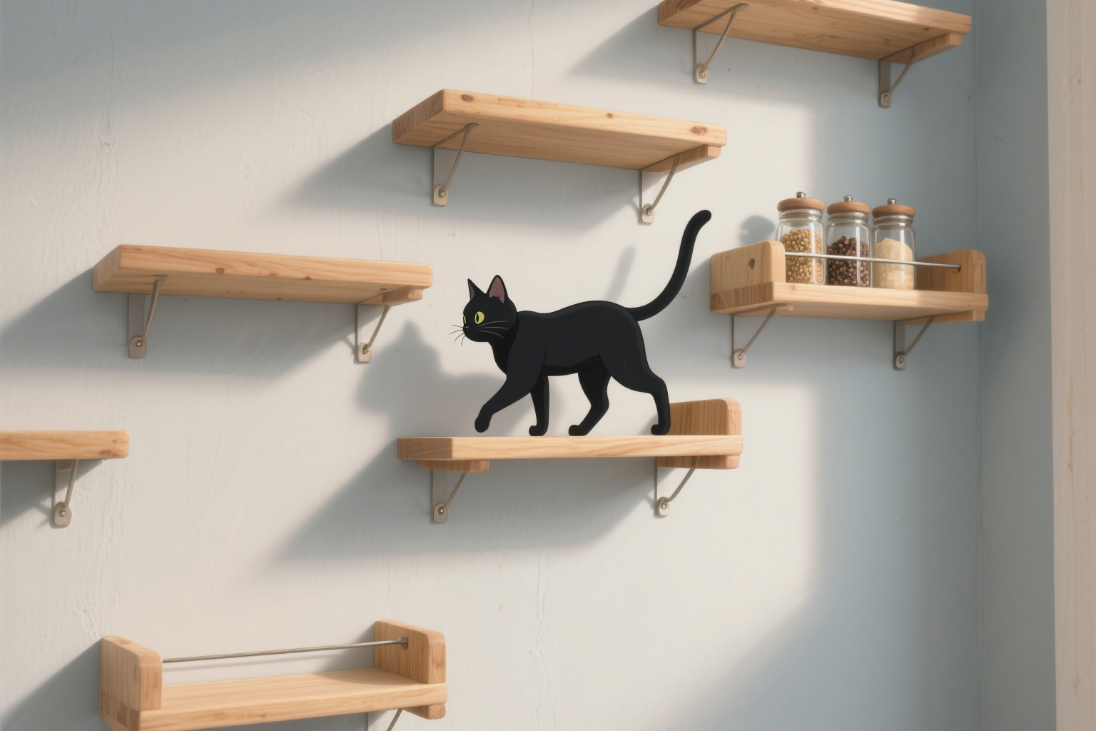 Wall Mounted Cat Shelves Using IKEA BEKVAM Spice Racks A Floor Saving IKEA Cat Hack edited